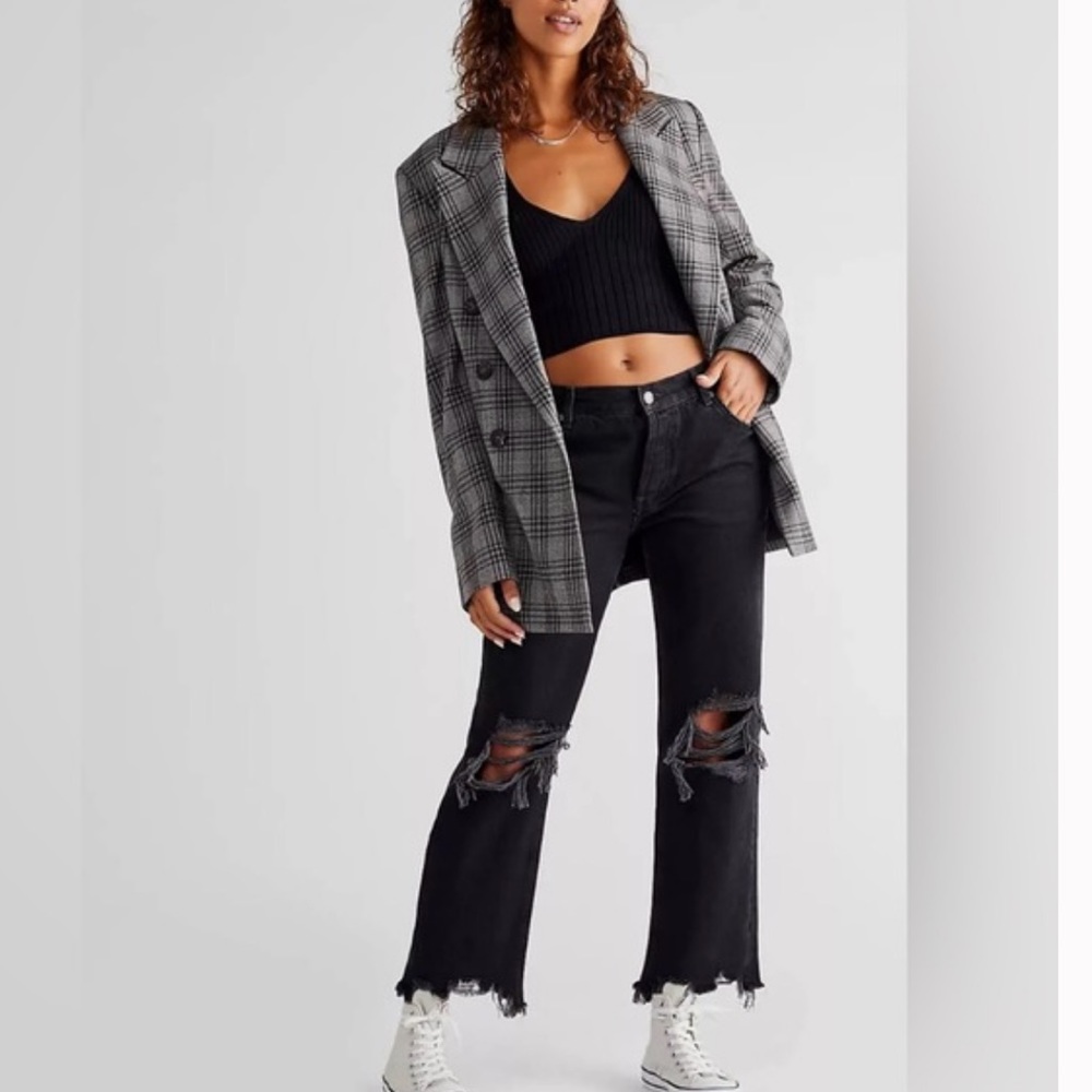FREE PEOPLE Maggie Mid-Rise Black Jeans